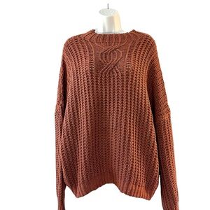 Pink Chunky Knit Crew Neck Sweater